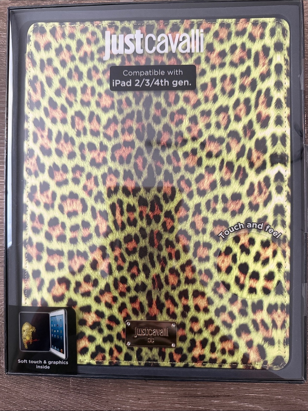 Just Cavalli Leopard Print iPad Case - Lime Green & Brown iPad 2/3/4th gen